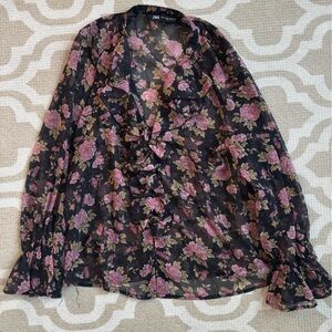 Zara Black Floral Blouse